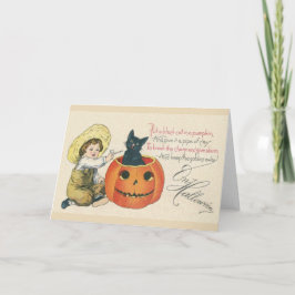 Tarjeta de saludo de Halloween para gato negro vic
