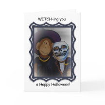 Tarjeta de saludo de Halloween para mujeres-monos