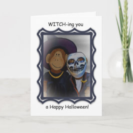 Tarjeta de saludo de Halloween para mujeres-monos
