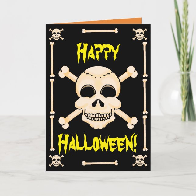 Tarjeta de saludo de Halloween para Skull & Crossb (Anverso)