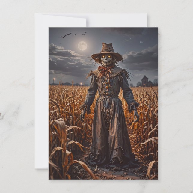 Tarjeta de saludo de Halloween Scarecrow (Anverso)