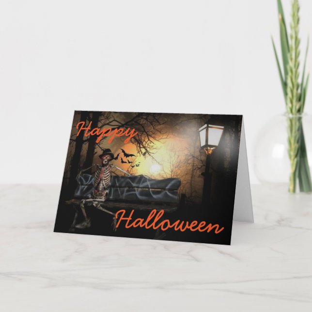 Tarjeta de saludo de Halloween/Skeleton (Anverso)