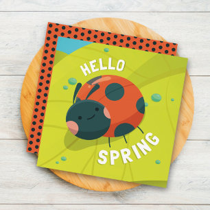 Tarjeta de saludo de Hello Spring Ladybug