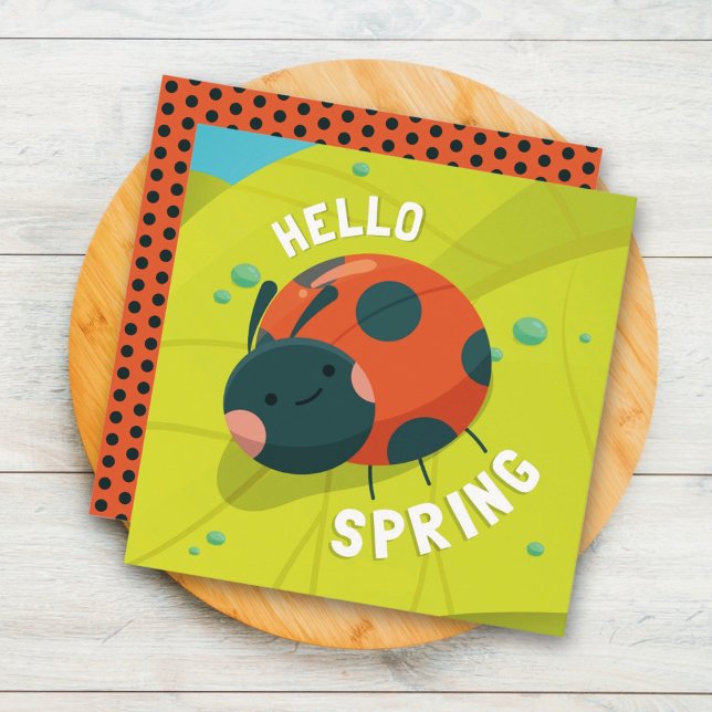 Tarjeta de saludo de Hello Spring Ladybug (Subido por el creador)