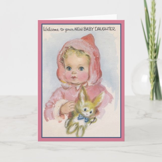 Tarjeta de saludo de hija de Recién nacido de époc (Anverso)