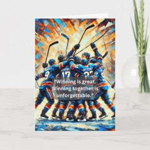 Tarjeta de saludo de hockey - "Ganando juntos"