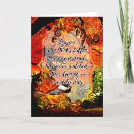 Tarjeta de saludo de hojas bailando de otoño