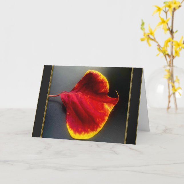 Tarjeta de saludo de hojas de otoño (flor amarilla)