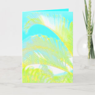 Tarjeta de saludo de hojas de palma hawaianas de c