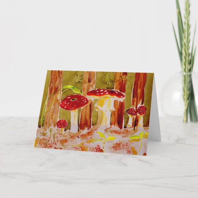 Tarjeta de saludo de hongos Amanita muscaria (Anverso)