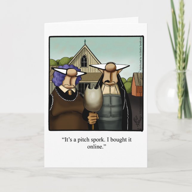 Tarjeta de saludo de humor para el Día de Acción d (Anverso)