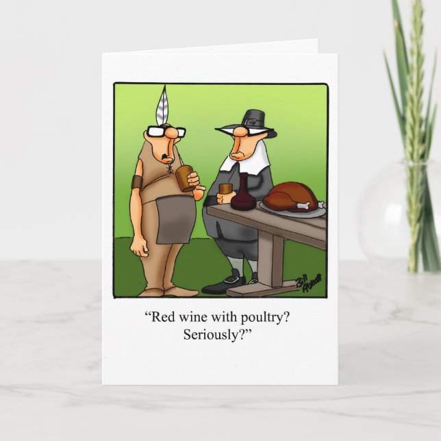 Tarjeta de saludo de humor para el Día de Acción d (Anverso)