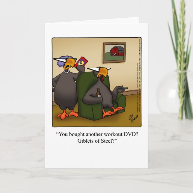 Tarjeta de saludo de humor para el Día de Acción d (Anverso)