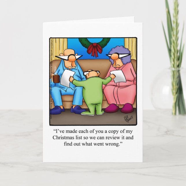 Tarjeta de saludo de humor para Navidades divertid (Anverso)