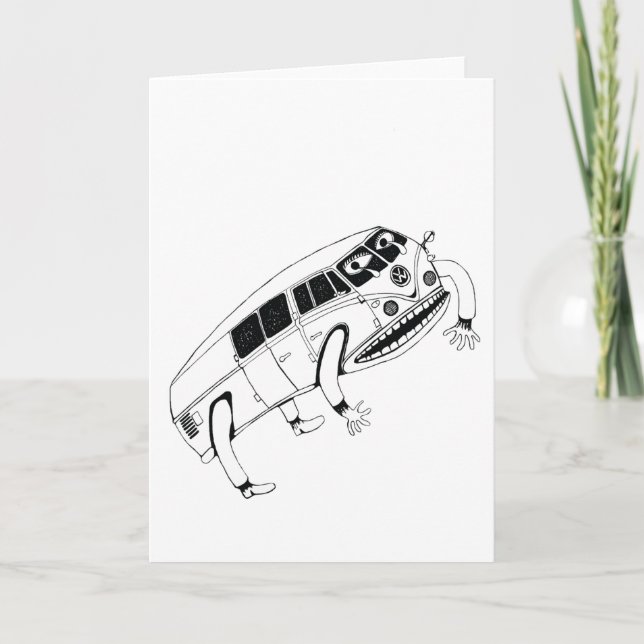 Tarjeta de saludo de Ilustracion Kombi Van (Anverso)