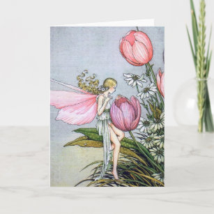 Tarjeta de saludo de Ilustracion Vintage de Tulips