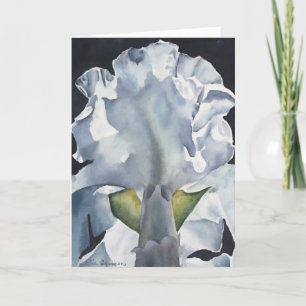 Tarjeta de saludo de impresión de iris de flores d