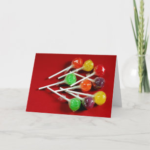 Tarjeta de saludo de impresión de lollipops colori