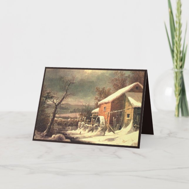 Tarjeta de saludo de invierno Currier & Ives (Anverso)