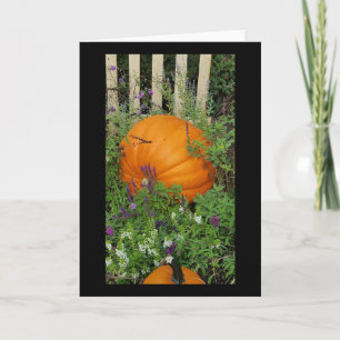 Tarjeta de saludo de jardín de calabaza de otoño