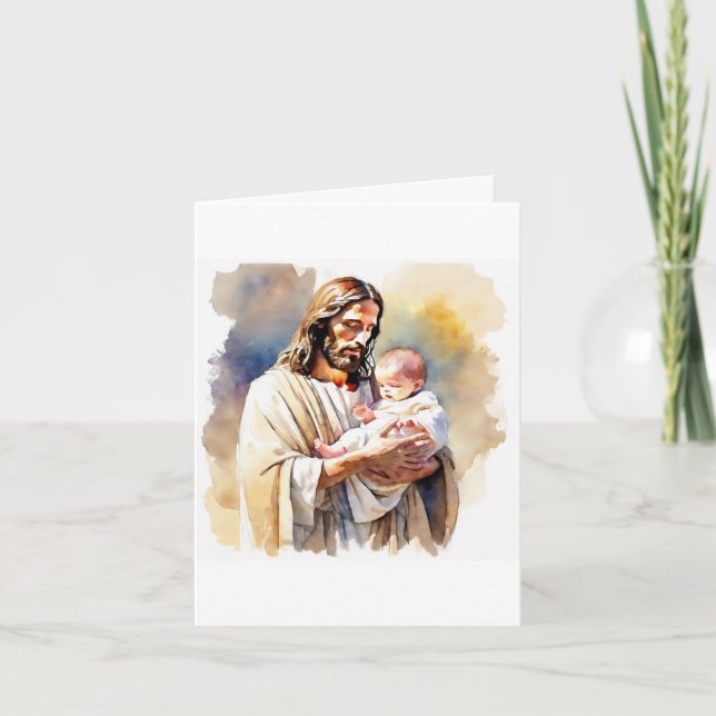 Tarjeta de saludo de Jesús con Bautismo Infantil (Anverso)