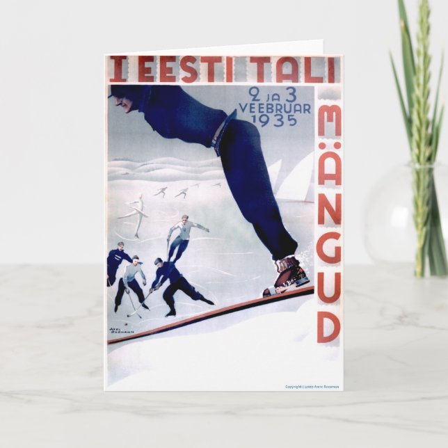 Tarjeta de saludo de Juegos de Invierno, 1935 (Anverso)