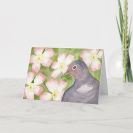 Tarjeta de saludo de junio; Rosas y Paloma