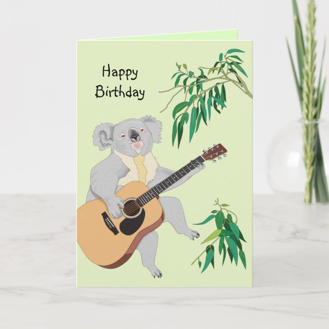 Tarjeta de saludo de Koala tocando guitarra (Anverso)