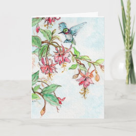 Tarjeta de saludo de la acuarela del Hummingbird