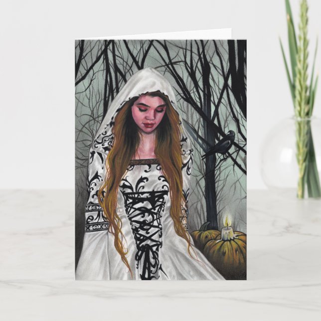 Tarjeta de saludo de la Buena Bruja en Halloween (Anverso)