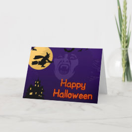Tarjeta de saludo de la casa de brujas, vampiros y
