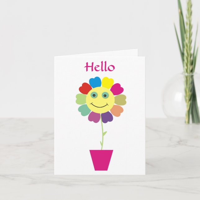 Tarjeta de saludo de la flor de la cara Feliz (Anverso)