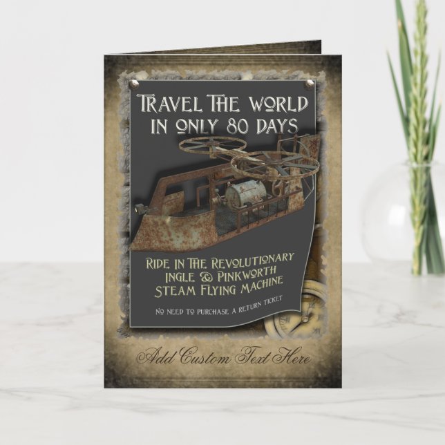 Tarjeta de saludo de la máquina de volar Steampunk (Anverso)