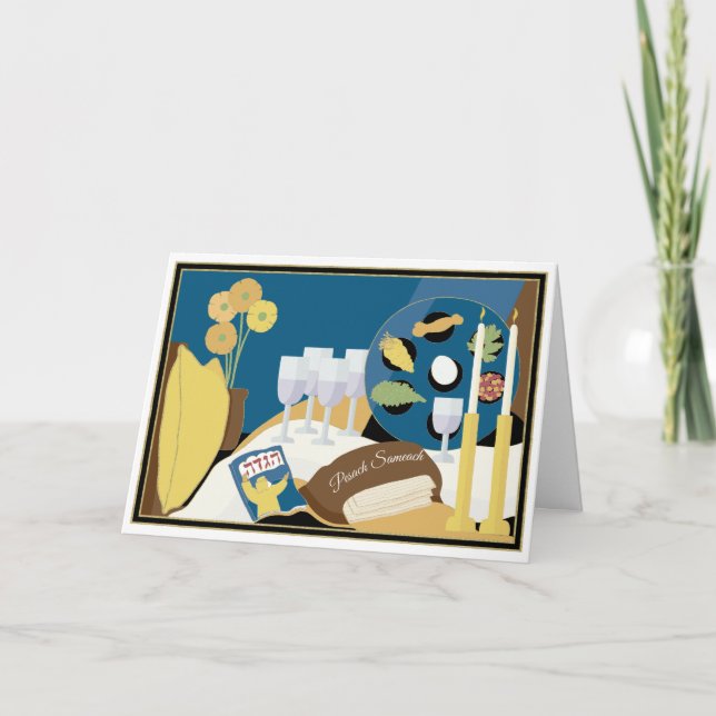 Tarjeta de saludo de la Pascua "Cena del Séder de  (Anverso)