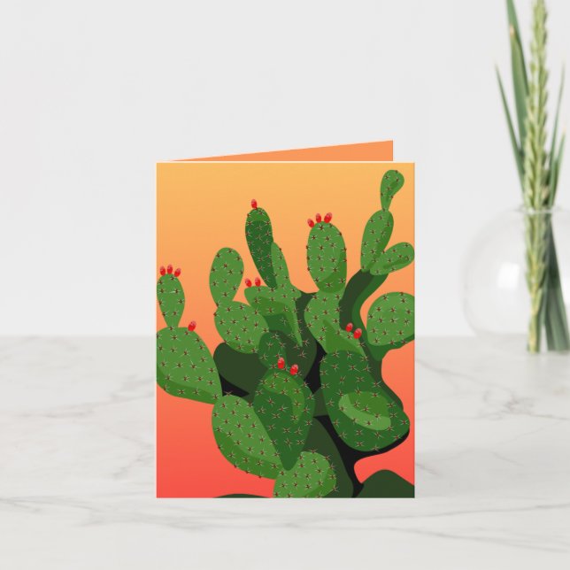 Tarjeta de saludo de la puesta de sol de Cacti Cac (Anverso)
