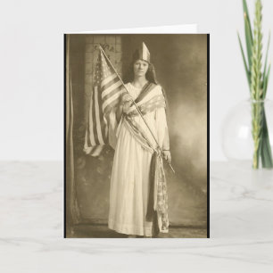 tarjeta de saludo de la señora de la libertad del 