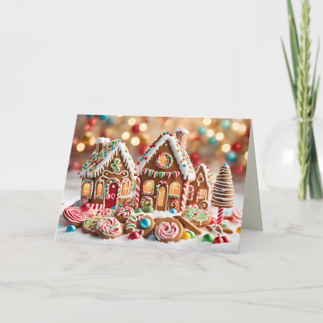 tarjeta de saludo de las casas de jengibre dulces (Anverso)