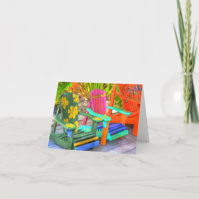 Tarjeta de saludo de las sillas tropicales (Anverso)