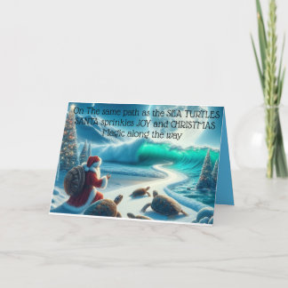 Tarjeta de saludo de las tortugas de Santa y Mar