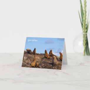 Tarjeta de saludo de león marino