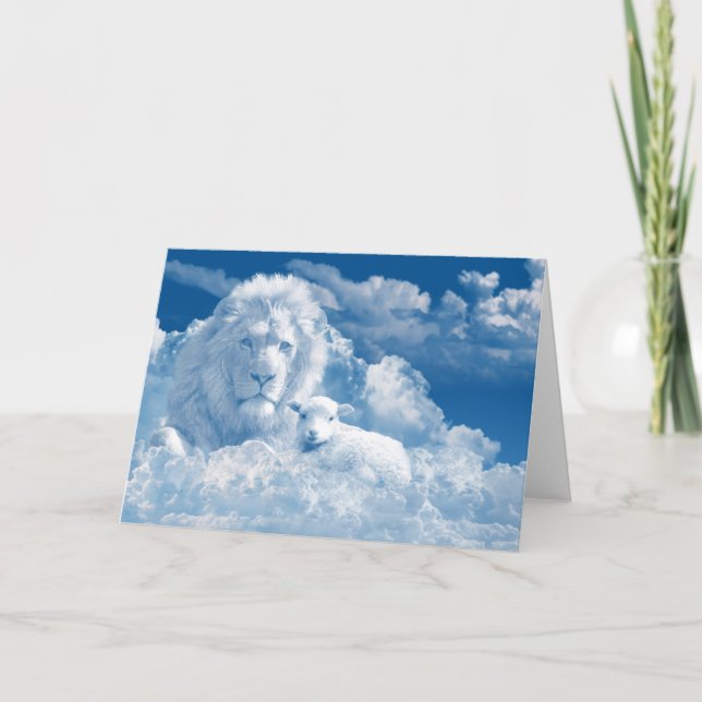 Tarjeta de saludo de león y cordero (Anverso)