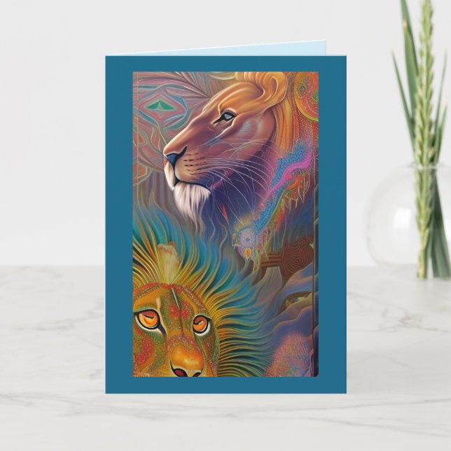 tarjeta de saludo de leones de jungla (Anverso)