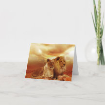 Tarjeta de saludo de Leones en Safari