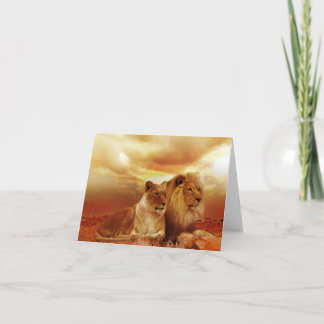 Tarjeta de saludo de Leones en Safari