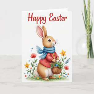 Tarjeta de saludo de liebre de primavera
