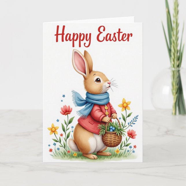 Tarjeta de saludo de liebre de primavera (Anverso)