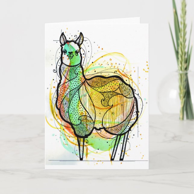 Tarjeta de saludo de Llama (Anverso)