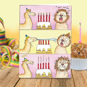 Tarjeta de saludo de LLAMA Y LEÓN por Nicole Janes