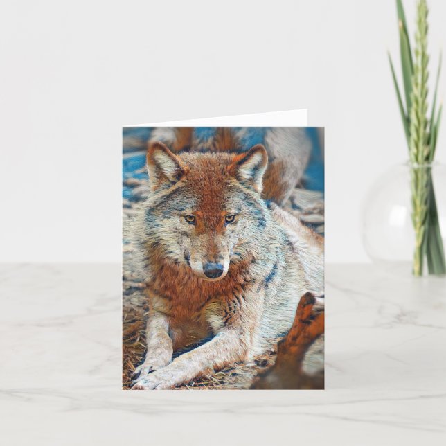 Tarjeta de saludo de lobo (Anverso)
