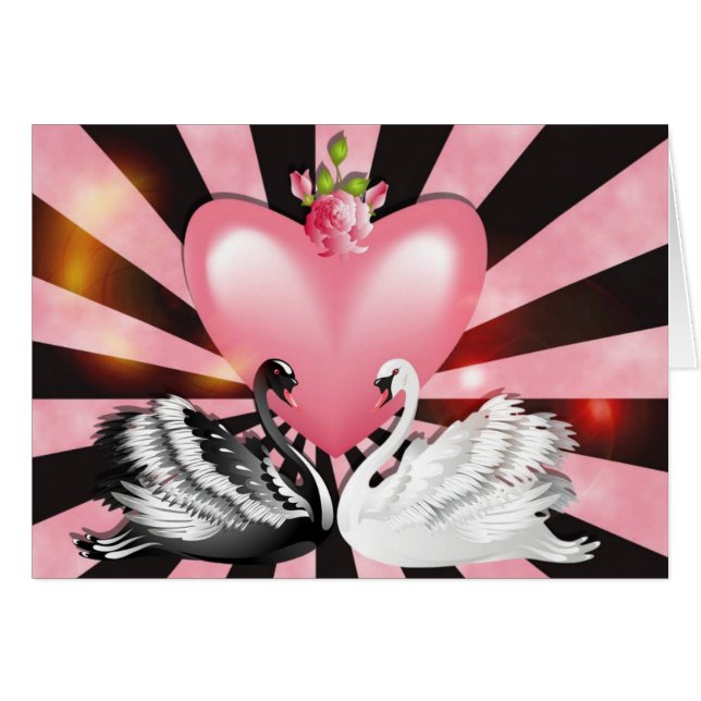 Tarjeta de saludo de los cisnes de amor (Anverso (Horizontal))